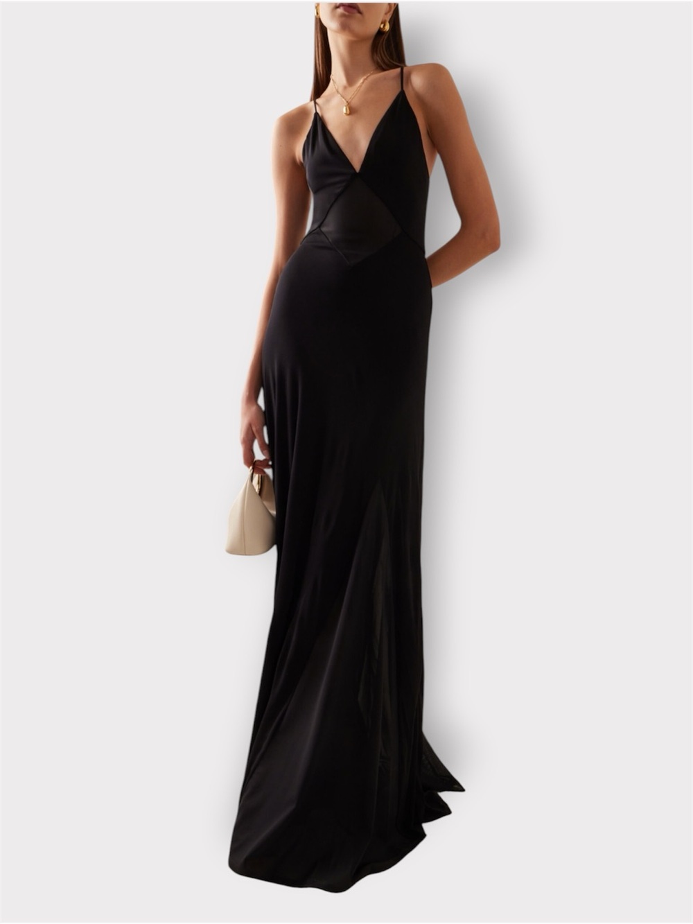 STAUD Fleur Dress – Black Sheer Cutout Maxi Gown NWT Size Small MSRP$450 - Picture 3 of 16